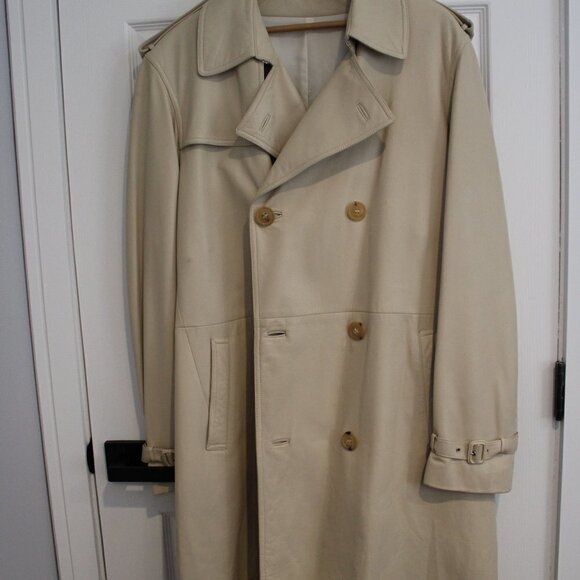 Salvatore Ferragamo Mens Real Leather Beige Size 48 Coat - Picture 3 of 9
